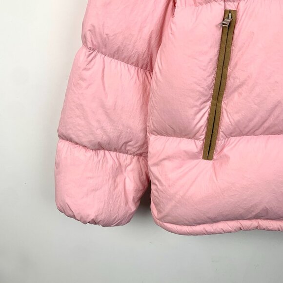 Moncler Womens Pink Down Puffer Jacket With High Neck Zipper & Snap Closures Log - Picture 4 of 8